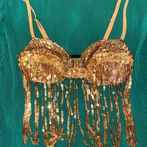 Gold sequin bralette festival top size 2